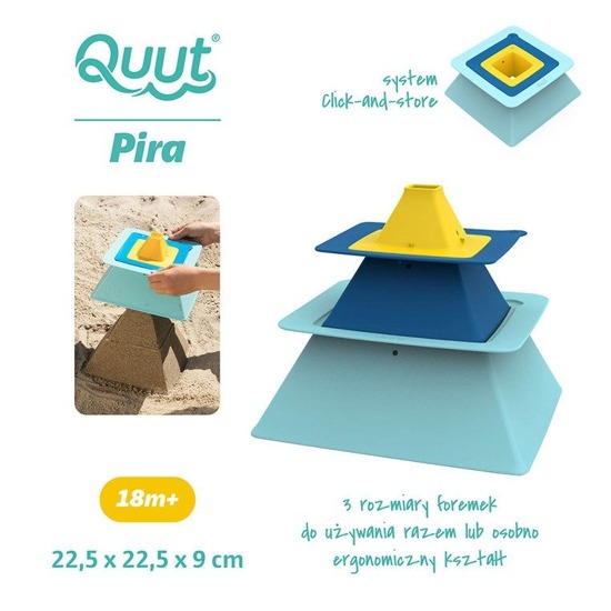 QUUT Zestaw 3 foremek do piasku Piramida Pira Vintage Blue + Deep Blue + Mellow Yellow